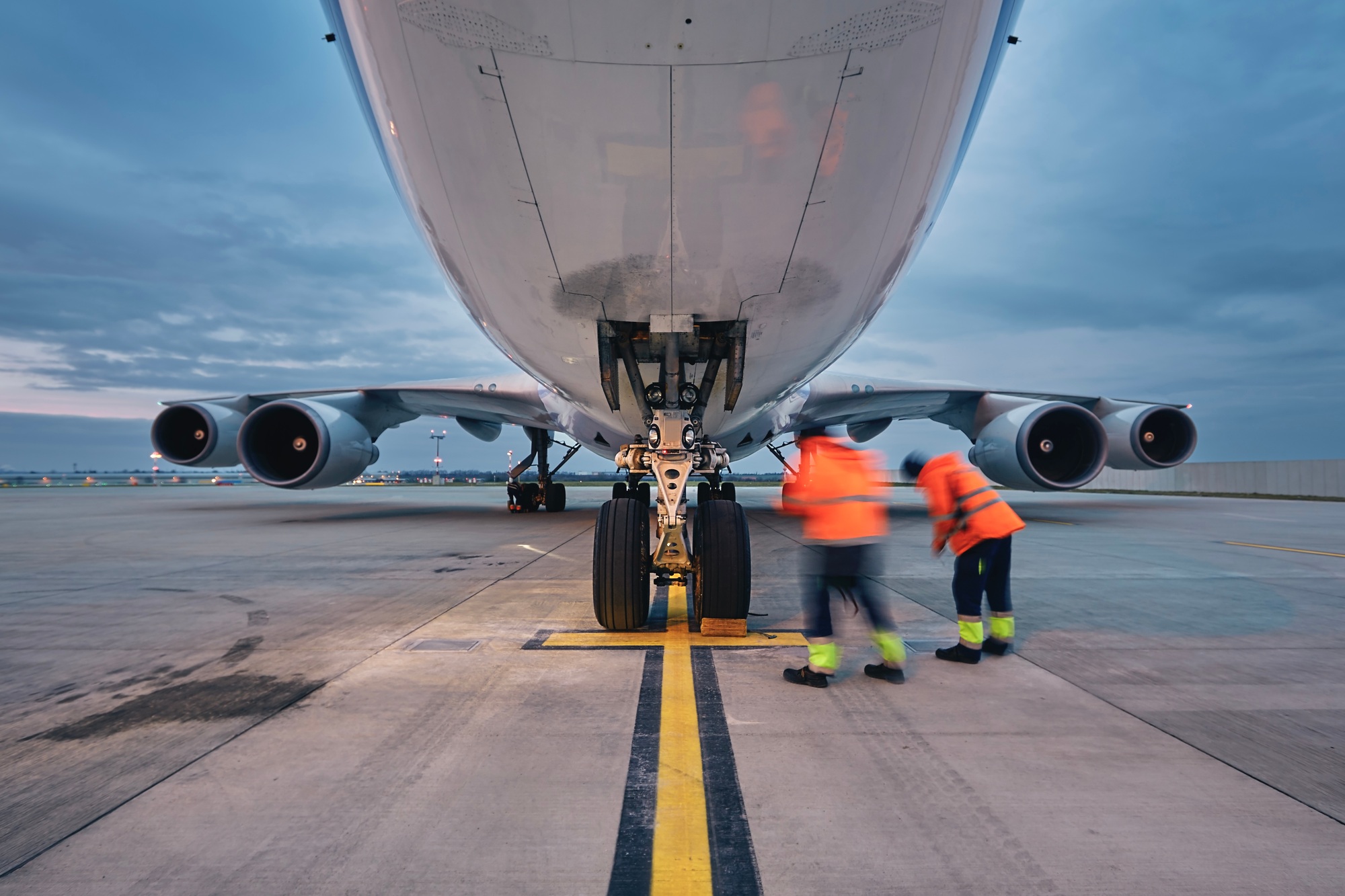 Low angle view of freight airplane